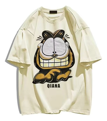 Camiseta De Manga Corta Con Estampado Creativo Garfield Cat