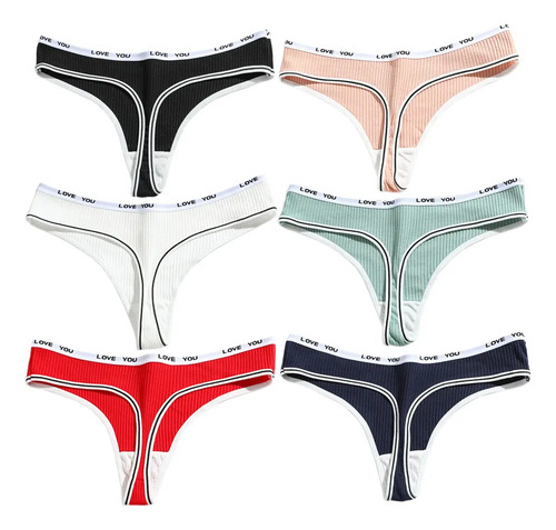 Pack De 6 Tangas De Cintura Baja Para Mujer, Calzoncillos Có