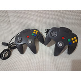Par De Controles Preto Nintendo 64 N64 Originais