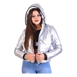 Campera Puffer Metalizada Con Corderito  Dama Sol 