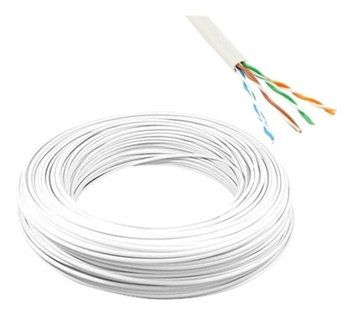 Rolo Cabo 100m  Para Rede Internet Cat5e  4 Pares Cor Branco