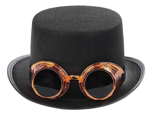 A Sombrero De Copa Gótico Steampunk Con Gafas Desmontables