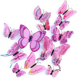 48 Pcs Mariposa Rosa Pared Decoración Pegatinas Para Fiesta