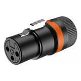 Plug Roxtone Xlr Linha Femea Rotativo Lx3f Preto Low Profile