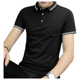 Playera Casual Tipo Polo Colores Contrastantes Slim Ajuste