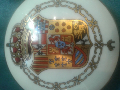 Antigua Polvera Cuenco Porcelana Escudo España Spain Blason
