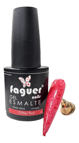 Esmalte Semipermanente Glitter Red Rojo Faguer Nails