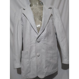 Chamarra Blazer Piel Blanca Hombre Varios Detalles 