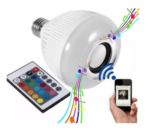 Lampada Led Com Som Bluetooth E Controle De Luz Rgb 6w Nf-e