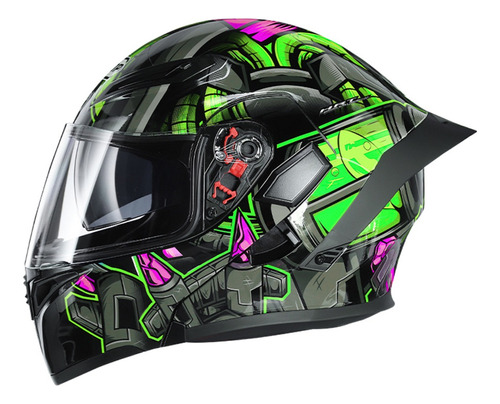 Casco De Moto De Cara Completa Abatible Con Doble Visera