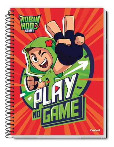 Caderno Espiral Robin Hood Play No Game 10 Matérias Credeal