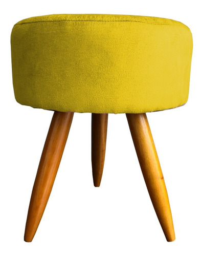 Puff Decorativo Sala Poltrona Pé Palito Milão Suede Amarelo 