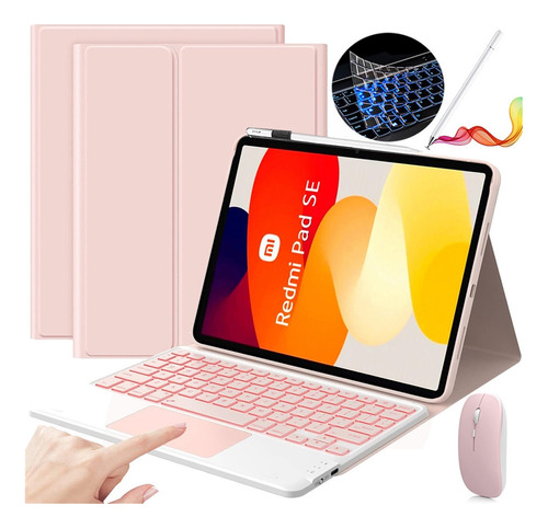 Funda Teclado Mouse Lapiz For Xiaomi Redmi Pad Se 11'' Rosa