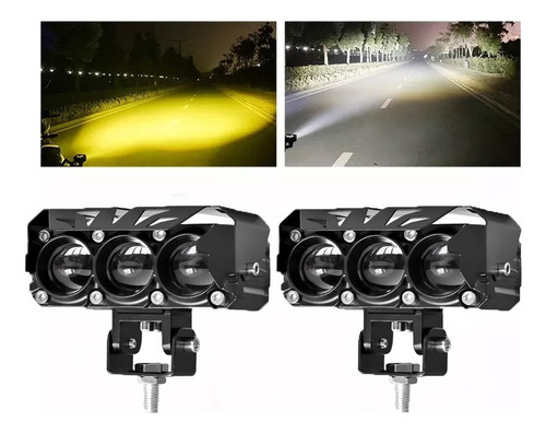 2 Pzs Faros Auxiliares Doble Color Led 70w Para Auto Moto