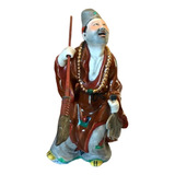 Figura Estatua Porcelana Oriental Hombre Trabajando Antiguo