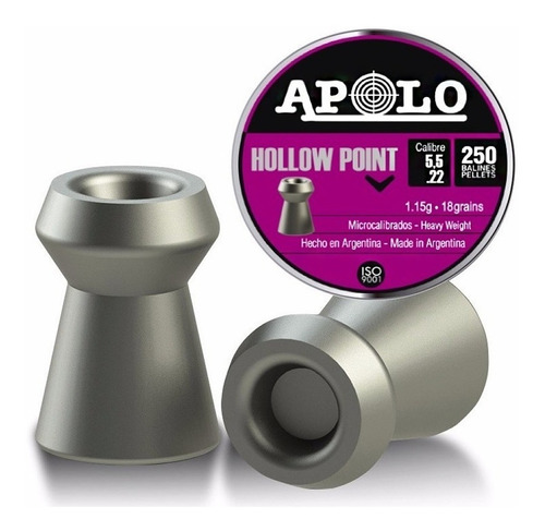 Balines Apolo Hollow Point Punta Hueca Cal 5,5 Mm 18 Grains 