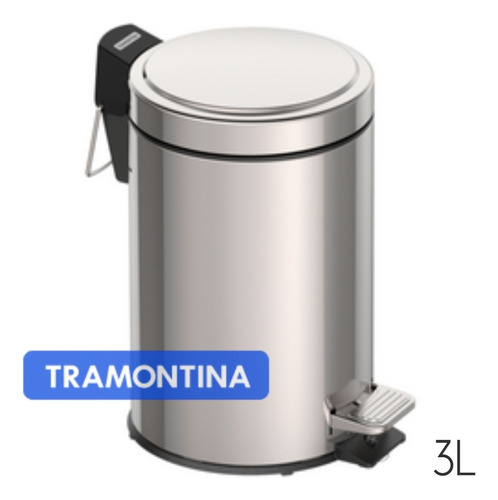 Lixo De Banheiro Tramontina Inox 3l 94538/103 Cozinha Pedal Cor Inox Brilho