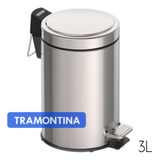 Lixo De Banheiro Tramontina Inox 3l 94538/103 Cozinha Pedal Cor Inox Brilho