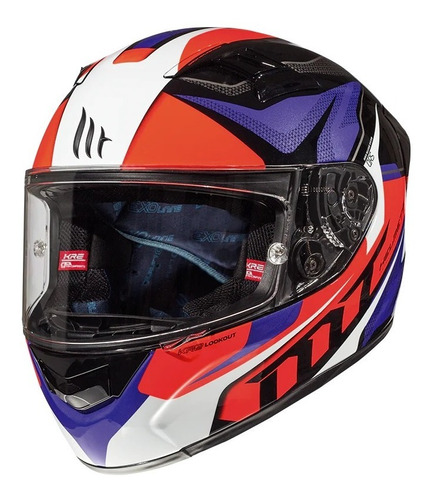 Casco Para Moto Mt Helmets Kre Lookout G2 Rojo/ Azul Fluo