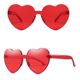 Óculos De Coração Adulto Transparente Vermelho