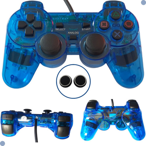 Kit Controle Ps2 Colorido Transparente Joystick 2 Unidades