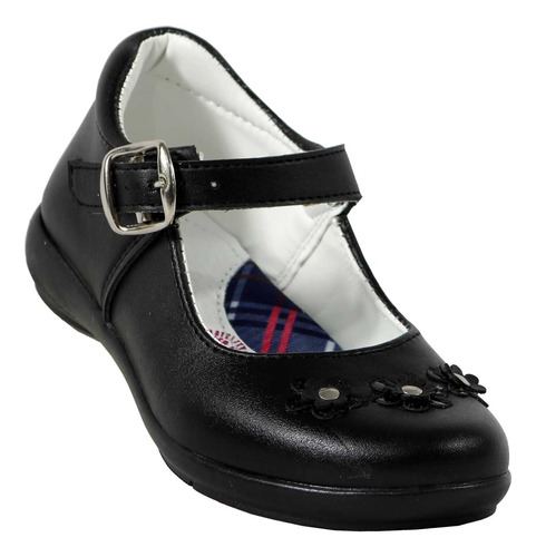 Zapato Escolar Niña Piel  Negro Comodo Arco Antiderrapante
