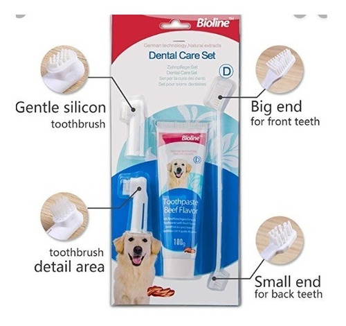 Bioline Set Dental Pasta Carne+cepillo Para Perro| Mundozoo 