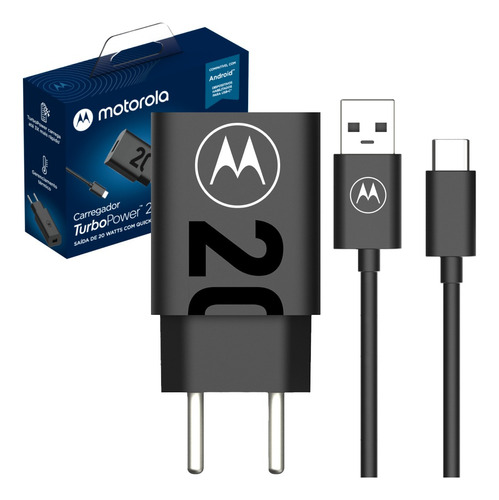 Carregador Motorola Tipo C Turbo Moto G14 G22 G34 G53 G54