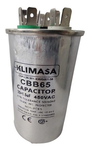 Capacitor 25+1,5uf 450vac Ar Condicionado Split 