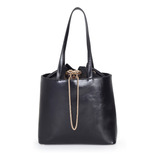 Bolsa Tote Para Mujer Cloe Mediana Look Glossy Jareta Color Negro