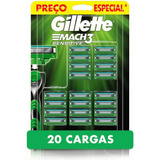 Refil Carga Gillette Mach3 Sensitive Com 20 Cartuchos