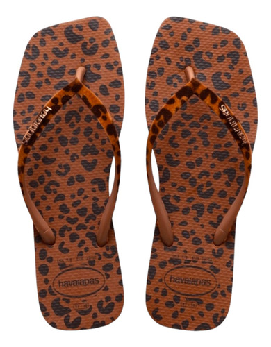 Chinelo Havaianas Slim Square Velvet Animal Tira Veludo 