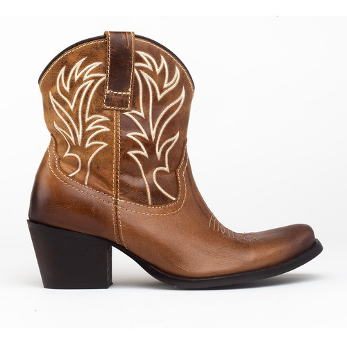 Bota Dama Vaquera 20131 Miel Piel Tacón Western Vaquero