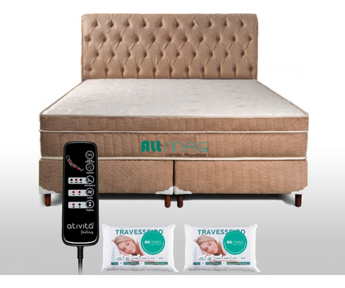 Cama King Size Colchão D45 Magnético Massageador + Base Box