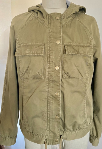 Campera Cazadora Mujer-vde Militar-capucha-t Small-old Navy-