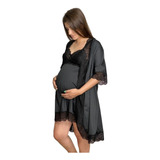 Camisola S/robe Luxo Amamentação Maternidade Pós-parto