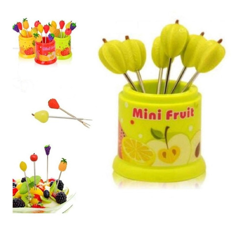 Aleissi 6 Palillos Y 1 Contenedor De Mini Frutas Para Botana