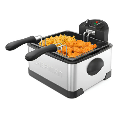 Freidora Doble Cesta Chefman 4.5L Gris Con Temporizador 1700W | Envío gratis