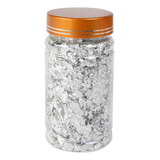 1 Pote Folha De Flocos Papel Alumínio Glitter Para Unhas Cor Prata
