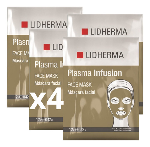 Lidherma Mascarilla Facial Antiage Plasma Infusion- Pack X4 