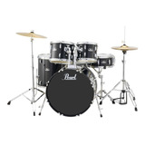 Bateria Musical Pearl Roadshow Con Platillos Banco Baquetas Color Jet Black