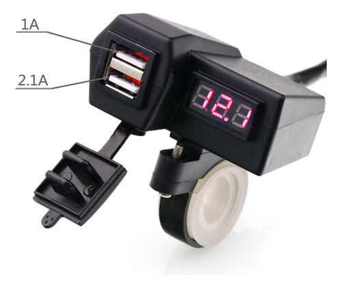 Cargador Usb Moto Voltimetro Doble Puerto Celular Carro