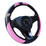 Funda Cubre Volante Accesorio Auto Mujer Carbono Gato Rosa