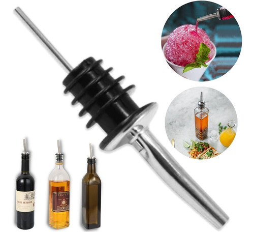 Kit 5 Bicos Dosador Em Silicone E Inox Vinho Bebida Azeite 