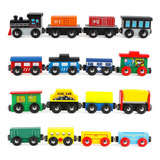 16 Piece Magnetic Wooden Train Set For Toddlers