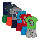 20 Pçs Roupa Infantil Menino 10 Bermuda +10 Camiseta Atacado