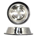 Plato Tazón Comida Agua Acero Inox Mascota Perro Gato 25 Cm Color Plateado