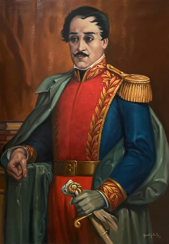 General Santander, Oleo Sobre Lienzo, Certificado, Grande