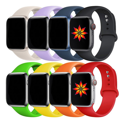 8 Correas De Silicona Para Apple Watch Serie Ultra 8 7 Se 5