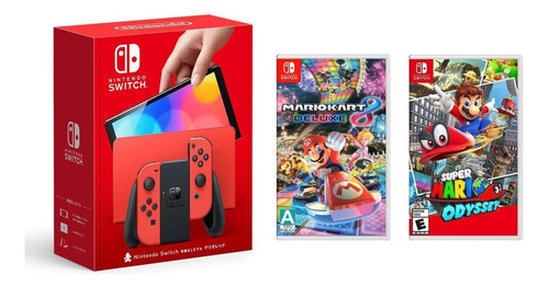 Nintendo Switch - Oled 64gb Juegos Mariokart8, Mario Odyssey